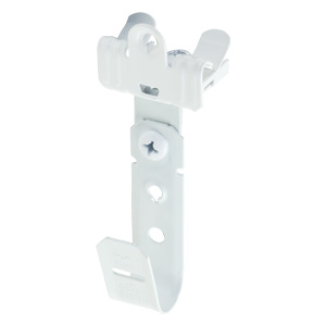 3/4″ J Hook with Hammer on Beam Clamp, 5/16″-1/2″ Flange, 360° Rotation, All White