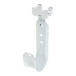 2" J Hook with Hammer on Beam Clamp, 5/16"-1/2" Flange, 360° Rotation, All White