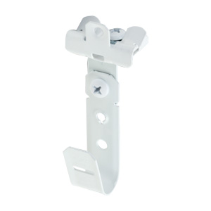 3/4″ J Hook with Hammer on Beam Clamp, 1/8″-1/4″ Flange, 360° Rotation, All White