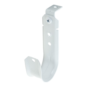 2" J Hook with 90° Angle Clip, 1/4" Hole, All White