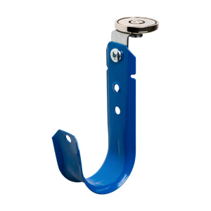 2" Magnetic J Hook, Blue with 100lb WinnieMAG Magnet, Overhead Mount, 360° Rotation