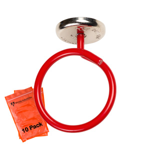 2″ Magnetic Bridle Ring, Red, Short Stem with 100lb WinnieMAG Magnet, 10 Pack