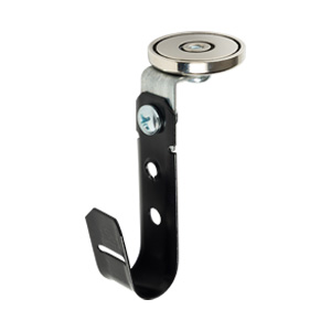 3/4" Magnetic J Hook, Black with 100lb WinnieMAG Magnet, Overhead Mount, 360° Rotation