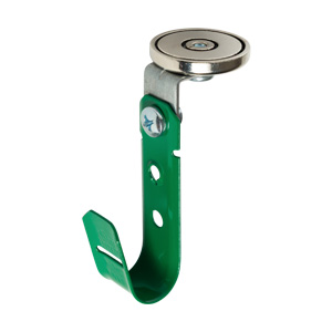 3/4″ Magnetic J Hook, Green with 100lb WinnieMAG Magnet, Overhead Mount, 360° Rotation