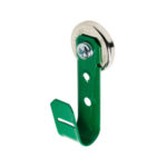 3/4"Magnetic J Hook, Green with 100lb WinnieMAG Magnet, Wall Mount