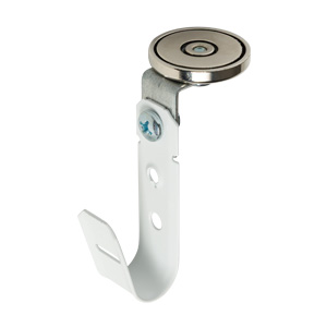 3/4" Magnetic J Hook, White with 100lb WinnieMAG Magnet, Overhead Mount, 360° Rotation