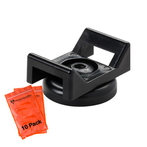 26lb Magnetic Cable Tie Manager for 0.50" Tie, All Black, 10 Pack