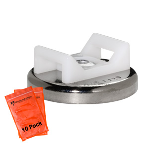 100 lb Magnetic Cable Tie Manager, 0.378, White, 10 Pack