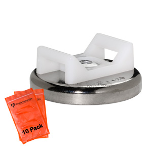 100 lb Magnetic Cable Tie Manager, 0.50, White, 10 Pack