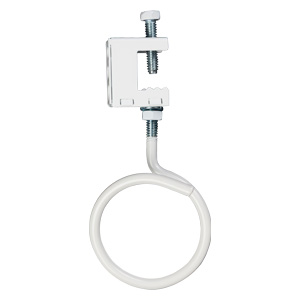 2" Bridle Ring with Spring Steel Beam Clamp, Bottom Mount, All White